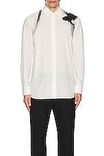 Alexander McQueen Dragonfly Printed Shirt in White & Black, view 3, click to view large image.