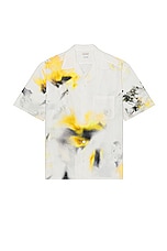 Alexander McQueen Printed Hawaiian Shirt in White & Yellow, view 1, click to view large image.