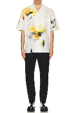 Alexander McQueen Printed Hawaiian Shirt in White & Yellow, view 4, click to view large image.