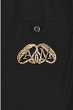 Alexander McQueen Embroidered Hawaiian Pocket Shirt in Black, view 3, click to view large image.