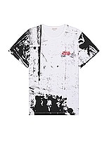 Alexander McQueen Allover Fold Print T-shirt in White & Black, view 1, click to view large image.