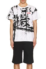 Alexander McQueen Allover Fold Print T-shirt in White & Black, view 4, click to view large image.