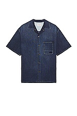 Alexander McQueen Hawaiian Denim Shirt in Blue Washed, view 1, click to view large image.