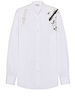 Alexander McQueen Half Charm Harness Shirt in Optical White, view 1, click to view large image.