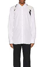 Alexander McQueen Half Charm Harness Shirt in Optical White, view 3, click to view large image.