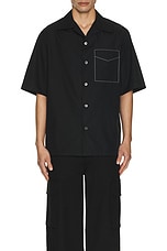 Alexander McQueen Stitching Short Sleeve Shirt in Black, view 4, click to view large image.