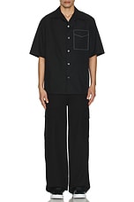 Alexander McQueen Stitching Short Sleeve Shirt in Black, view 5, click to view large image.