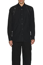 Alexander McQueen Stitching Harness Long Sleeve Shirt in Black, view 4, click to view large image.