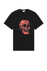 Alexander McQueen Skull T-shirt in Black & Red, view 1, click to view large image.
