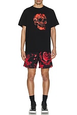 Alexander McQueen Skull T-shirt in Black & Red, view 4, click to view large image.