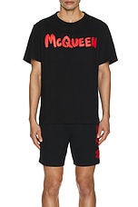 Alexander McQueen Logo T-shirt in Black & Red, view 3, click to view large image.