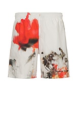 Alexander McQueen Obscured Flower Swim in White & Red, view 1, click to view large image.