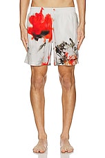 Alexander McQueen Obscured Flower Swim in White & Red, view 4, click to view large image.