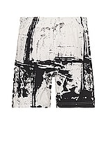 Alexander McQueen Fold Print Swim Short in White & Black, view 2, click to view large image.