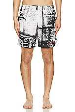 Alexander McQueen Fold Print Swim Short in White & Black, view 4, click to view large image.