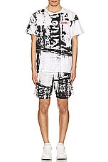 Alexander McQueen Fold Print Swim Short in White & Black, view 5, click to view large image.