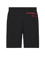 Alexander McQueen Graffiti Swim Short in Black & Lust Red, view 2, click to view large image.