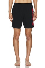 Alexander McQueen Graffiti Swim Short in Black & Lust Red, view 4, click to view large image.
