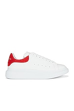 Alexander McQueen Oversized Sneaker in White & Lust Red, view 1, click to view large image.