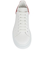 Alexander McQueen Oversized Sneaker in White & Lust Red, view 4, click to view large image.