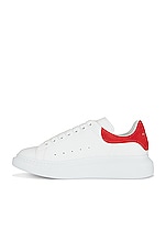 Alexander McQueen Oversized Sneaker in White & Lust Red, view 5, click to view large image.