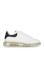 Alexander McQueen Leather Sneaker in White & Black, view 1, click to view large image.