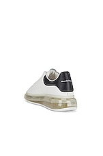 Alexander McQueen Leather Sneaker in White & Black, view 3, click to view large image.
