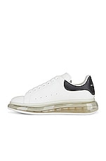 Alexander McQueen Leather Sneaker in White & Black, view 5, click to view large image.