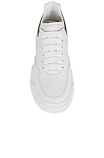 Alexander McQueen Leather Sneaker in White & Black, view 4, click to view large image.
