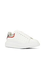 Alexander McQueen Sneaker in White, Silver & Lust Red, view 2, click to view large image.