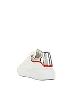 Alexander McQueen Sneaker in White, Silver & Lust Red, view 3, click to view large image.