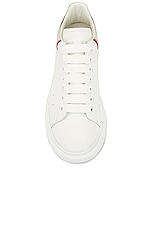 Alexander McQueen Sneaker in White, Silver & Lust Red, view 4, click to view large image.