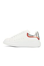 Alexander McQueen Sneaker in White, Silver & Lust Red, view 5, click to view large image.