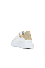 Alexander McQueen Leather Sneaker in White & Beige, view 3, click to view large image.