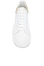 Alexander McQueen Leather Sneaker in White & Beige, view 4, click to view large image.