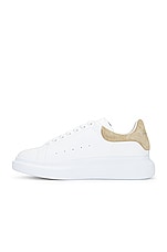 Alexander McQueen Leather Sneaker in White & Beige, view 5, click to view large image.