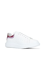 Alexander McQueen Oversized Sneaker in White, Ruby Red, & Silver, view 2, click to view large image.