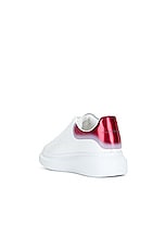 Alexander McQueen Oversized Sneaker in White, Ruby Red, & Silver, view 3, click to view large image.