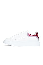 Alexander McQueen Oversized Sneaker in White, Ruby Red, & Silver, view 5, click to view large image.