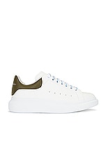 Alexander McQueen Oversized Sneaker in White & Khaki, view 1, click to view large image.