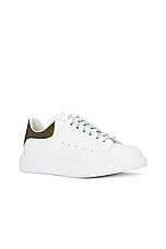 Alexander McQueen Oversized Sneaker in White & Khaki, view 2, click to view large image.