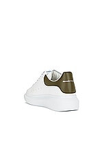 Alexander McQueen Oversized Sneaker in White & Khaki, view 3, click to view large image.
