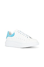 Alexander McQueen Oversized Sneaker in White & Lapis Blue, view 2, click to view large image.