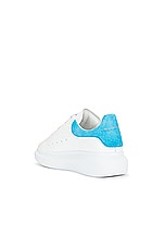 Alexander McQueen Oversized Sneaker in White & Lapis Blue, view 3, click to view large image.