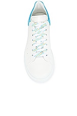 Alexander McQueen Oversized Sneaker in White & Lapis Blue, view 4, click to view large image.