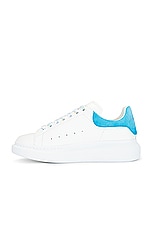 Alexander McQueen Oversized Sneaker in White & Lapis Blue, view 5, click to view large image.