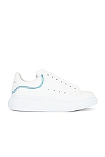 Alexander McQueen Oversized Sneaker in White & Paradise Blue, view 1, click to view large image.