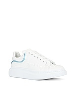 Alexander McQueen Oversized Sneaker in White & Paradise Blue, view 2, click to view large image.
