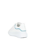 Alexander McQueen Oversized Sneaker in White & Paradise Blue, view 3, click to view large image.