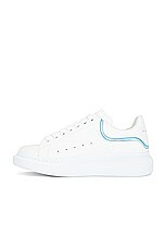Alexander McQueen Oversized Sneaker in White & Paradise Blue, view 5, click to view large image.